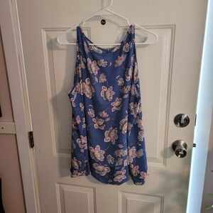 St. Tropez Blue and Pink Floral Blouse